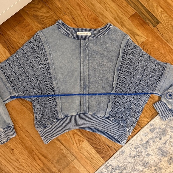 Altard State Distressed Blue Knit Pullover Sweatshirt - Picture 5 of 6